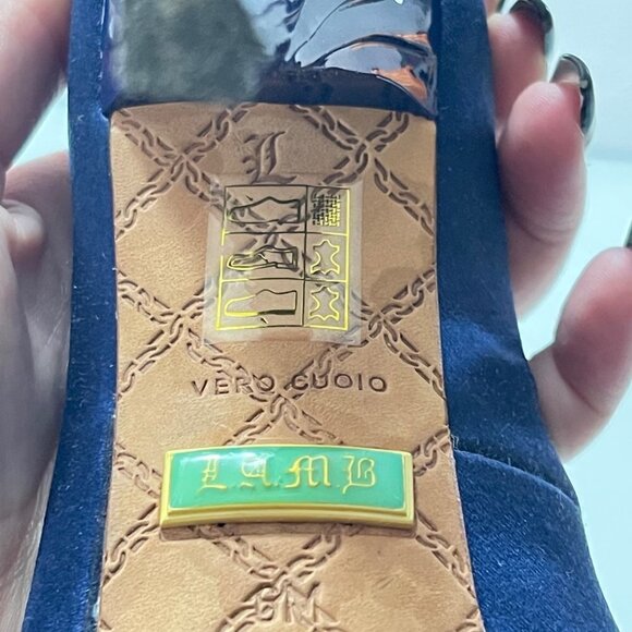 L.A.M.B. Gwen Stefani Womens Project Blue Satin Leather Platform Pump Heels 6.5 - Picture 3 of 12